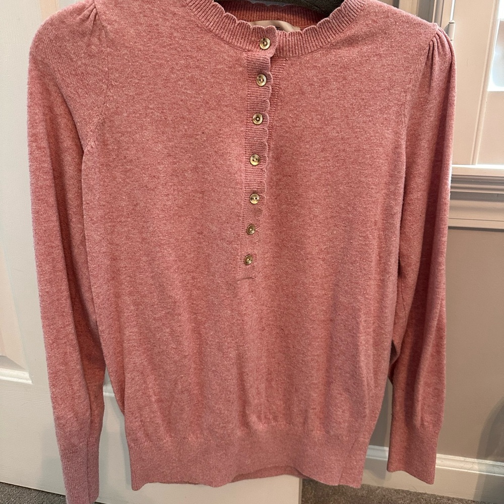 3/$10 Loft Pink Button-Up Sweater